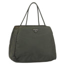 PRADA Hand Bag Nylon Khaki Silver Auth ti3533-1