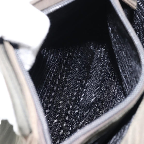 PRADA Hand Bag Nylon Khaki Silver Auth ti3533