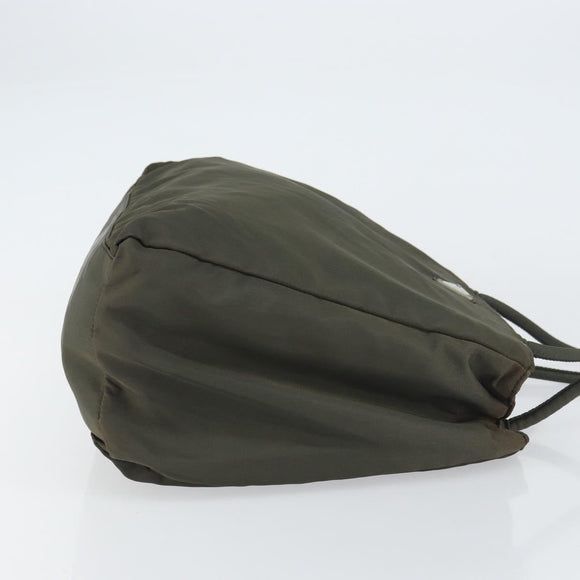 PRADA Hand Bag Nylon Khaki Silver Auth ti3533