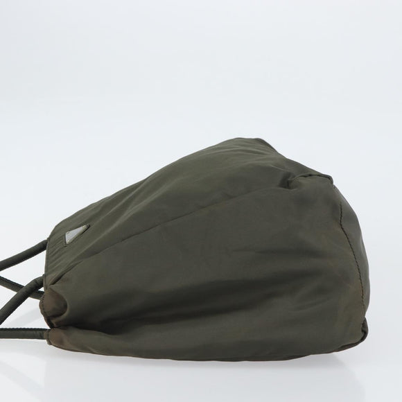 PRADA Hand Bag Nylon Khaki Silver Auth ti3533