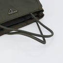 PRADA Hand Bag Nylon Khaki Silver Auth ti3533-7