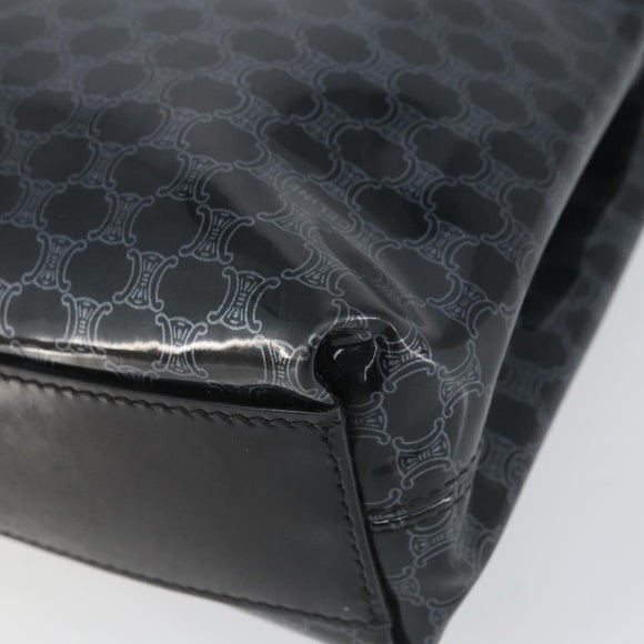 CELINE Macadam Canvas Hand Bag Vinyl Black Auth ti3537