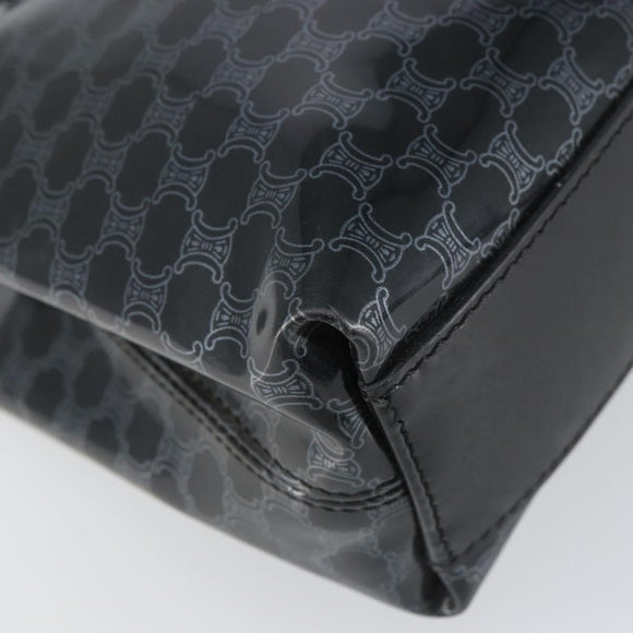 CELINE Macadam Canvas Hand Bag Vinyl Black Auth ti3537