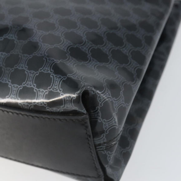 CELINE Macadam Canvas Hand Bag Vinyl Black Auth ti3537