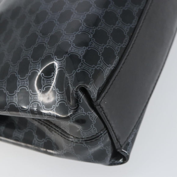 CELINE Macadam Canvas Hand Bag Vinyl Black Auth ti3537