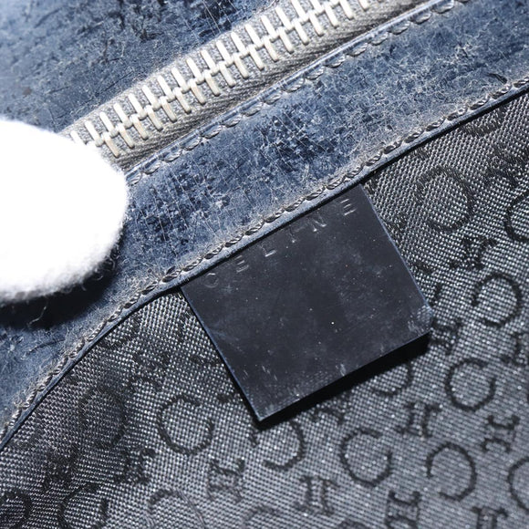 CELINE Macadam Canvas Hand Bag Vinyl Black Auth ti3537