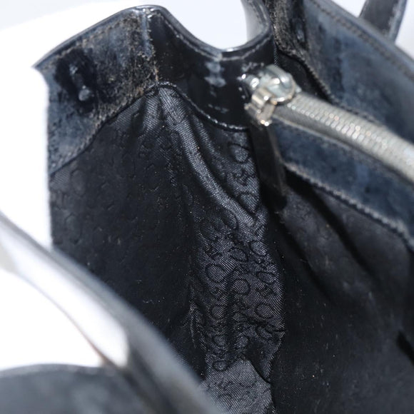 CELINE Macadam Canvas Hand Bag Vinyl Black Auth ti3537