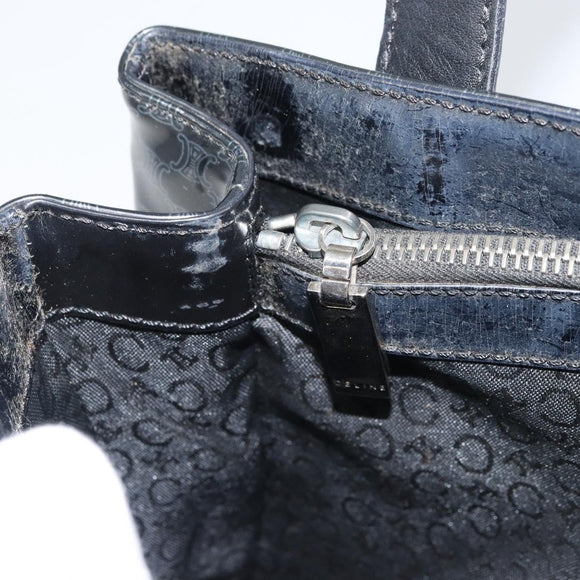 CELINE Macadam Canvas Hand Bag Vinyl Black Auth ti3537