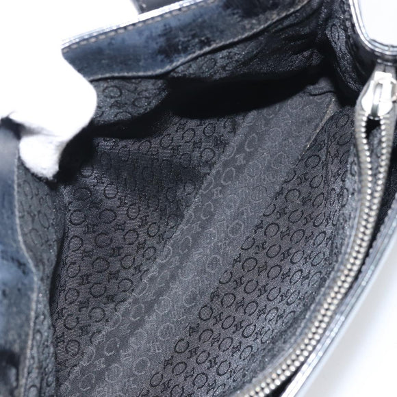 CELINE Macadam Canvas Hand Bag Vinyl Black Auth ti3537