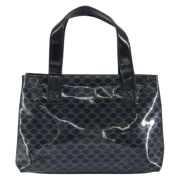 CELINE Macadam Canvas Hand Bag Vinyl Black Auth ti3537