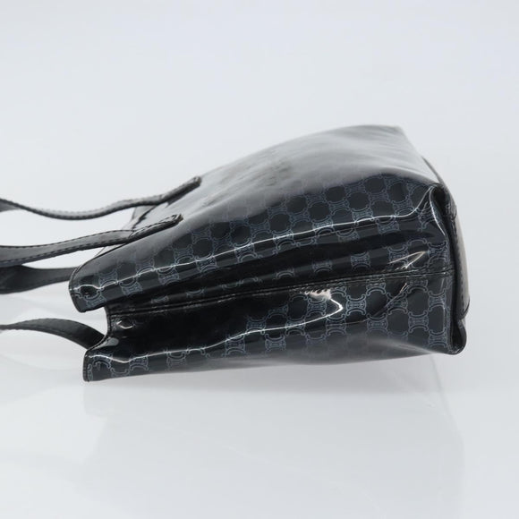 CELINE Macadam Canvas Hand Bag Vinyl Black Auth ti3537