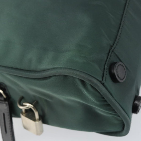PRADA Hand Bag Nylon Khaki Silver Auth ti3539