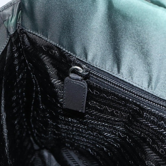 PRADA Hand Bag Nylon Khaki Silver Auth ti3539