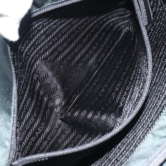 PRADA Hand Bag Nylon Khaki Silver Auth ti3539