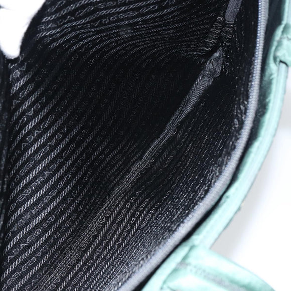 PRADA Hand Bag Nylon Khaki Silver Auth ti3539