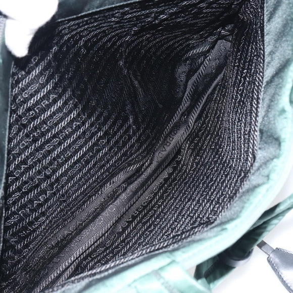 PRADA Hand Bag Nylon Khaki Silver Auth ti3539