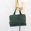PRADA Hand Bag Nylon Khaki Silver Auth ti3539-26