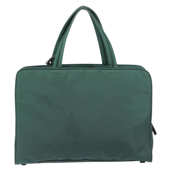 PRADA Hand Bag Nylon Khaki Silver Auth ti3539