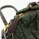 PRADA Hand Bag Nylon 2way Khaki Gold Auth ti3541-20