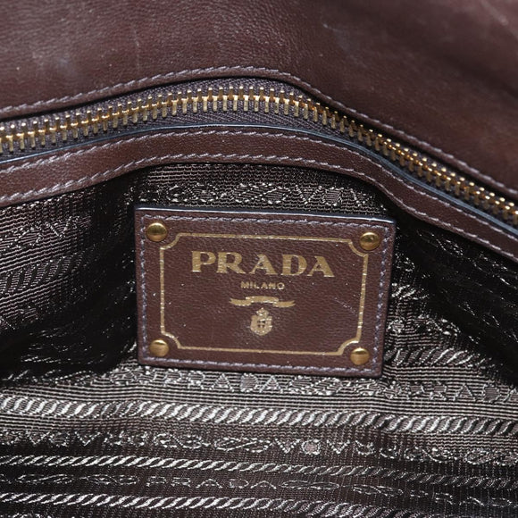 PRADA Hand Bag Nylon 2way Khaki Gold Auth ti3541