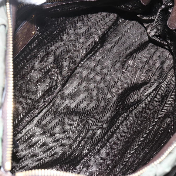 PRADA Hand Bag Nylon 2way Khaki Gold Auth ti3541