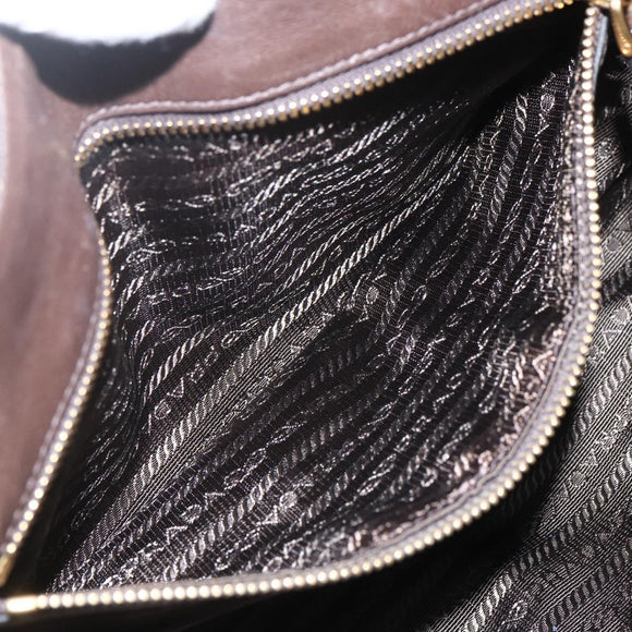 PRADA Hand Bag Nylon 2way Khaki Gold Auth ti3541