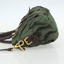 PRADA Hand Bag Nylon 2way Khaki Gold Auth ti3541-3