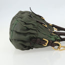 PRADA Hand Bag Nylon 2way Khaki Gold Auth ti3541-4