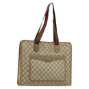 GUCCI GG Supreme Web Sherry Line Tote Bag PVC Beige Red 89 02 997 Auth ti3542-1