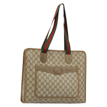 GUCCI GG Supreme Web Sherry Line Tote Bag PVC Beige Red 89 02 997 Auth ti3542