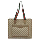 GUCCI GG Supreme Web Sherry Line Tote Bag PVC Beige Red 89 02 997 Auth ti3542-13
