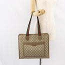 GUCCI GG Supreme Web Sherry Line Tote Bag PVC Beige Red 89 02 997 Auth ti3542-23