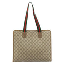 GUCCI GG Supreme Web Sherry Line Tote Bag PVC Beige Red 89 02 997 Auth ti3542-2