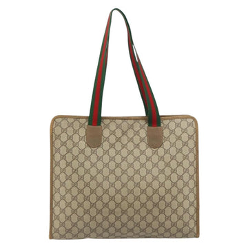 GUCCI GG Supreme Web Sherry Line Tote Bag PVC Beige Red 89 02 997 Auth ti3542 - 0