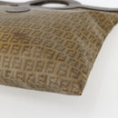 FENDI Zucchino Canvas Hand Bag PVC Vintage Brown Gold Auth ti3543-9