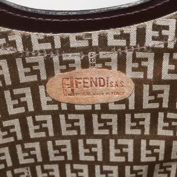 FENDI Zucchino Canvas Hand Bag PVC Vintage Brown Gold Auth ti3543