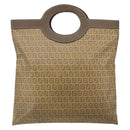 FENDI Zucchino Canvas Hand Bag PVC Vintage Brown Gold Auth ti3543-2