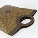 FENDI Zucchino Canvas Hand Bag PVC Vintage Brown Gold Auth ti3543-6