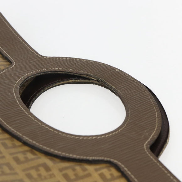 FENDI Zucchino Canvas Hand Bag PVC Vintage Brown Gold Auth ti3543