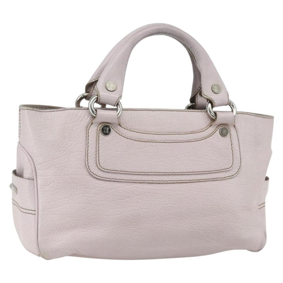 CELINE Boogie Hand Bag Leather Pink Silver Auth ti3544