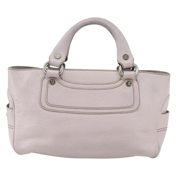 CELINE Boogie Hand Bag Leather Pink Silver Auth ti3544