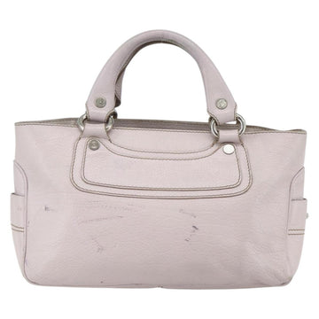 CELINE Boogie Hand Bag Leather Pink Silver Auth ti3544 - 0