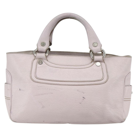 CELINE Boogie Hand Bag Leather Pink Silver Auth ti3544