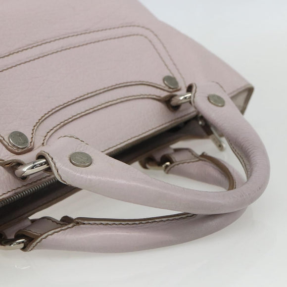 CELINE Boogie Hand Bag Leather Pink Silver Auth ti3544