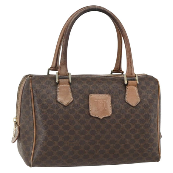 CELINE Macadam Canvas Hand Bag PVC Leather Brown Gold Auth ti3545