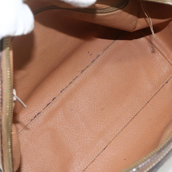 CELINE Macadam Canvas Hand Bag PVC Leather Brown Gold Auth ti3545