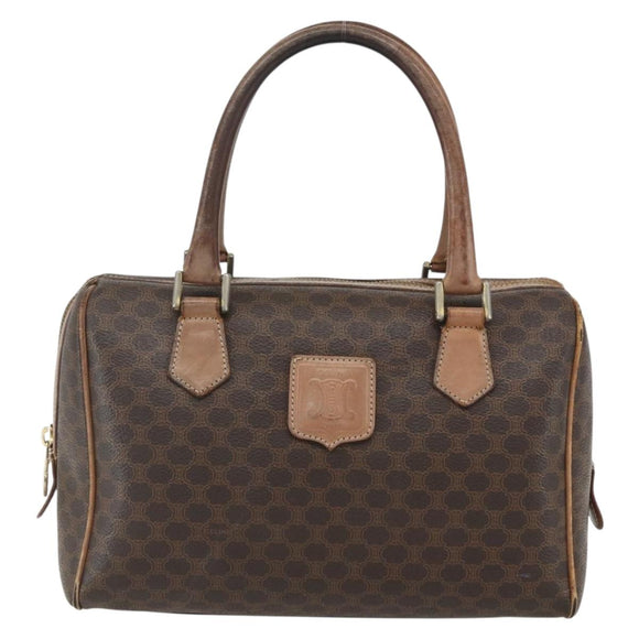 CELINE Macadam Canvas Hand Bag PVC Leather Brown Gold Auth ti3545