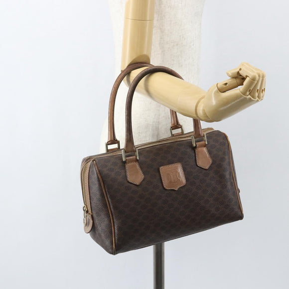 CELINE Macadam Canvas Hand Bag PVC Leather Brown Gold Auth ti3545