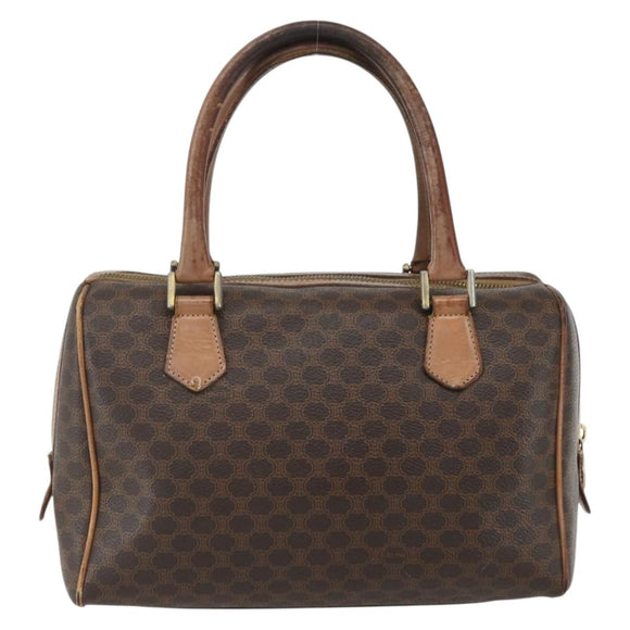 CELINE Macadam Canvas Hand Bag PVC Leather Brown Gold Auth ti3545