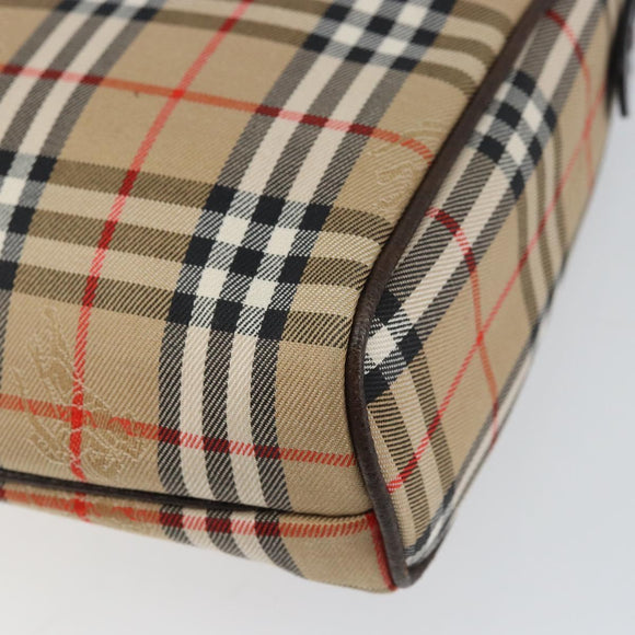 Burberrys Nova Check Pouch Canvas Leather Beige Auth ti3546
